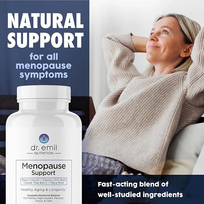 DR. EMIL NUTRITION Menopause Supplements for Women - Multi-Symptom Menopause Relief for Hot Flashes, Night Sweats & Mood Swings - Menopause Support Pills with Black Cohosh - 30 Day Supply