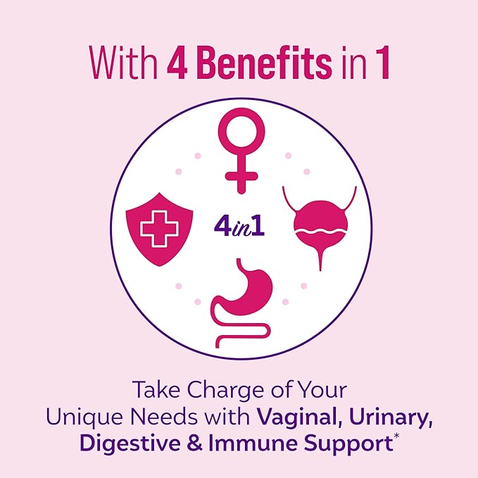Culturelle 4-in-1 Probiotics for Women, Daily Probiotic & Prebiotic Supplement to Support Vaginal Health, Digestive Health, Immune Health, Occasional Diarrhea, Gas & Bloating Relief, Non-GMO, 30 Count