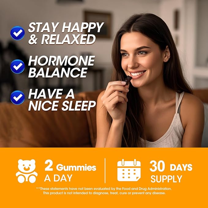 15-in-1 Cortisol Supplements for Women & Men, Calm Cortisol Gummies with Ashwagandha, Magnesium, L-theanine, GABA, Phosphatidylserine, Vitamin C, D3, B6 for Mood, Sleep, Focus Support - Vegan, 1 Pack