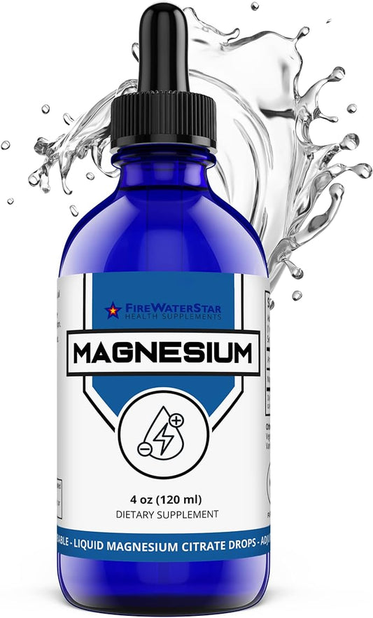 FWS Magnesium Citrate Liquid Drops for Adults and Kids - 4oz - Supports Sleep, Calm, Energy, Muscles, Nerves - Pure Magnesium Citrate Supplement - Organic, Non-GMO, Vegan - Easy Dosing, 120 Servings