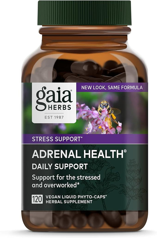 Gaia Herbs Adrenal Health Daily Support - with Ashwagandha, Holy Basil & Schisandra - Herbal Supplement to Help Maintain Healthy Energy & Stress Levels - 120 Vegan Liquid Phyto-Capsules (120 Count)