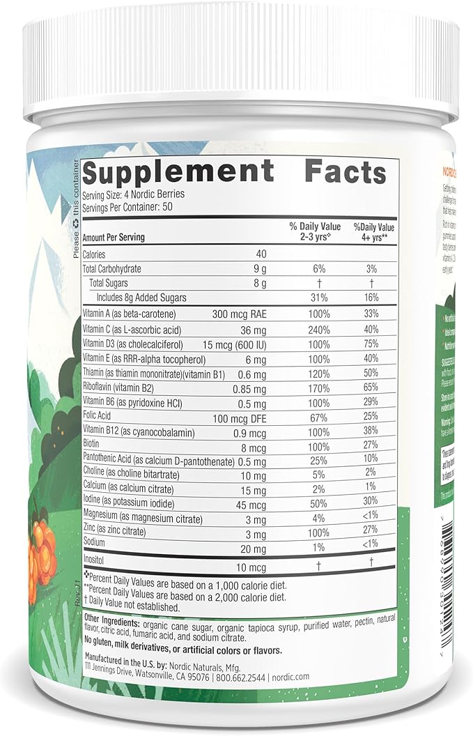 Nordic Naturals Nordic Berries, Citrus - 200 Gummy Berries - Great-Tasting Multivitamin for Ages 2+ - Growth, Development, Optimal Wellness - Non-GMO, Vegetarian - 50 Servings