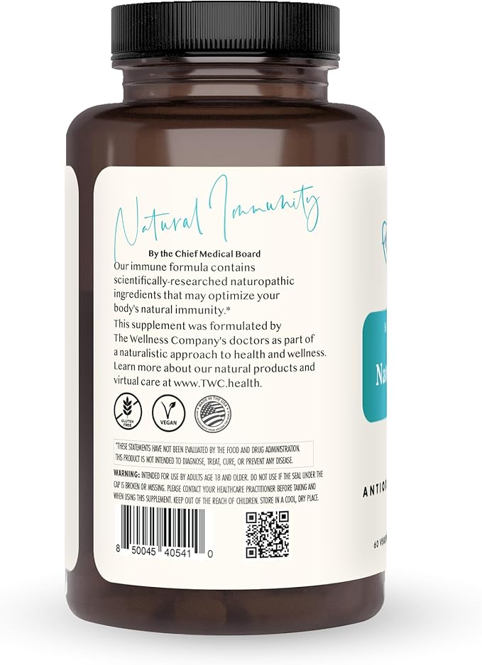 The Wellness Company Natural Immunity | 60 Capsule (1 Month Supply) | Formulated for Powerful Daily Immune Defense | Non-GMO, Vegan, Gluten Free | for Supporting Healthy Immune Function