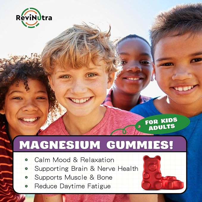Magnesium Complex Gummies for Kids & Adults- Magnesium Glycinate, Threonate Supplement- Support Calm Stress Relief, Bones, Mood Vegan- Sugar-Free Grape Flavor, 60 Gummies