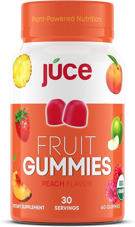 Júce Fruit Gummies with Peach Flavor - Superfood Gummies Delights for Optimal Health By Terra Kai Organics