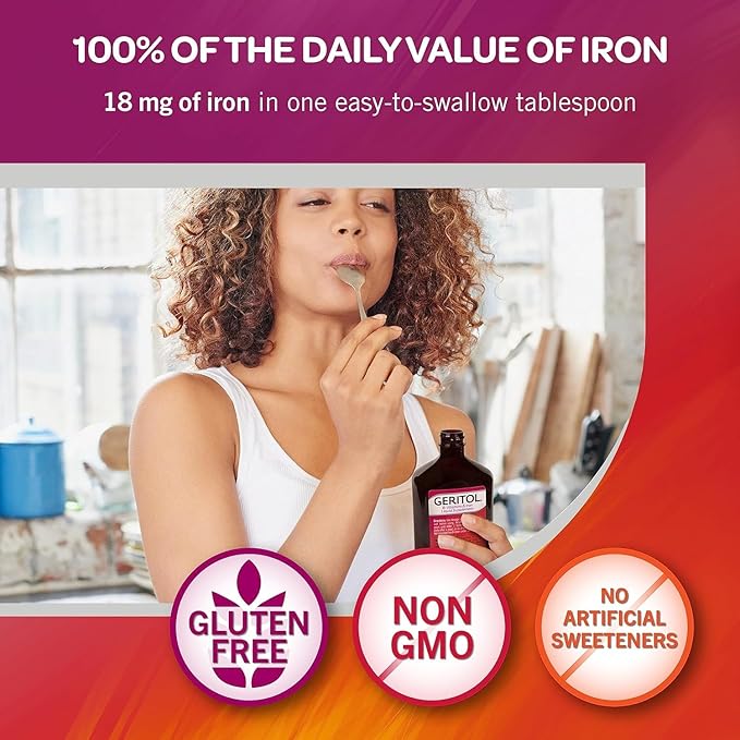 Geritol B-Vitamins and Iron Liquid Supplement, 12-Ounce, 2 Count