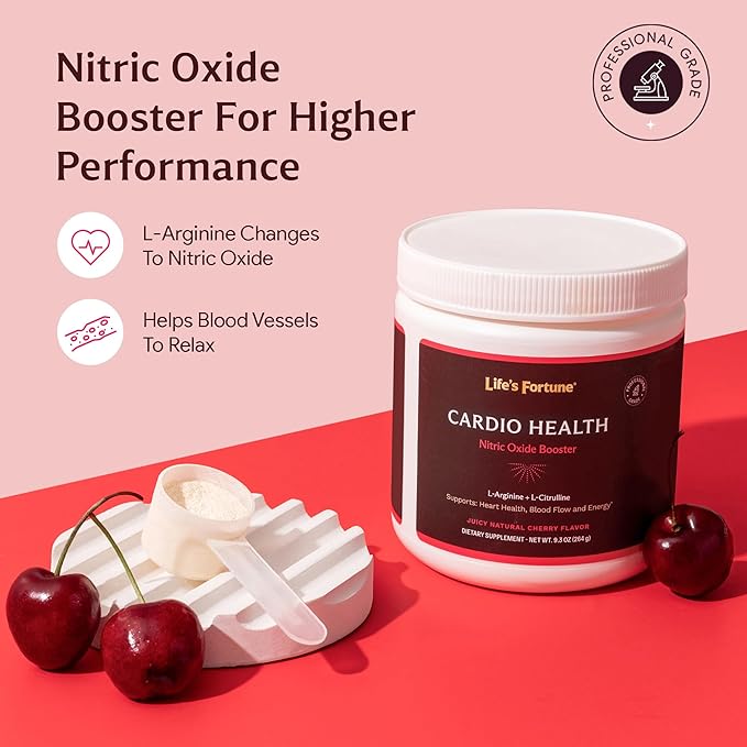 Life's Fortune L Arginine L Citrulline Supplement Powder - High Potency Nitric Oxide Supplement Booster with Natural Cherry Flavor (20 Servings (Pack of 1)