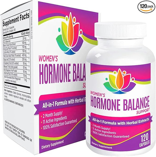 2-Month Women's Hormone Health Support Supplement | All-in-1 Formula for Women | Perfect Blend of 11 Herbs/Extracts | Female Hormonal Balance Complex Pills | Bulk Savings 60-Day Supply | 120 Capsules