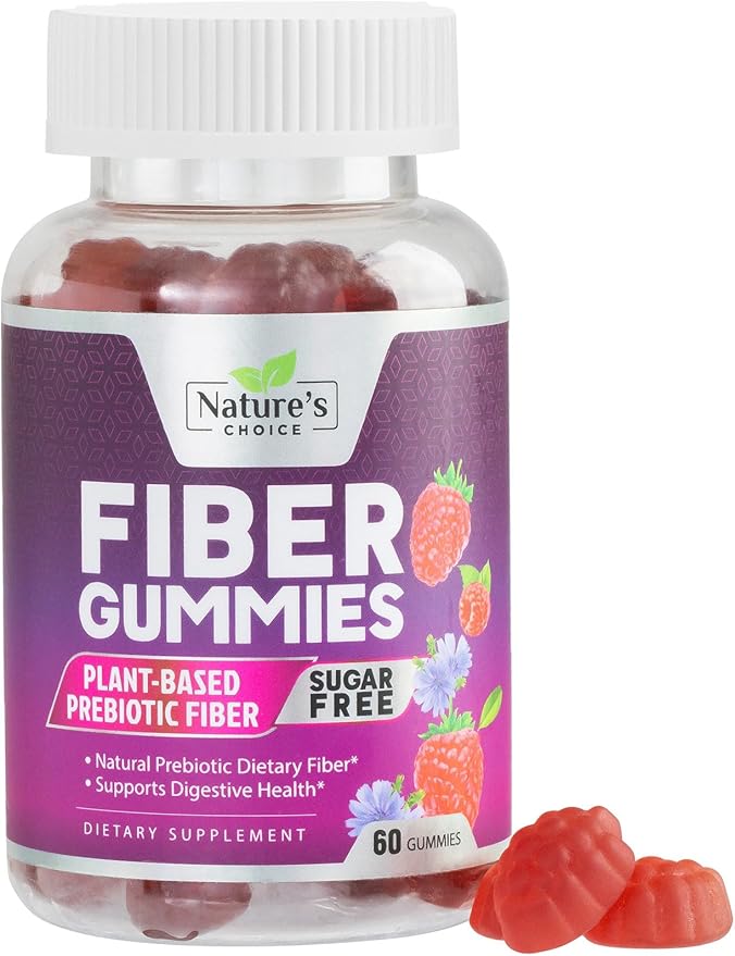 Sugar Free Fiber Gummies for Adults, Daily Prebiotic Natural Soluble Fiber Supplement & Digestive Health Support - Regularity & Digestion Health Support, Plant Based Berry Flavor - 60 Gummies