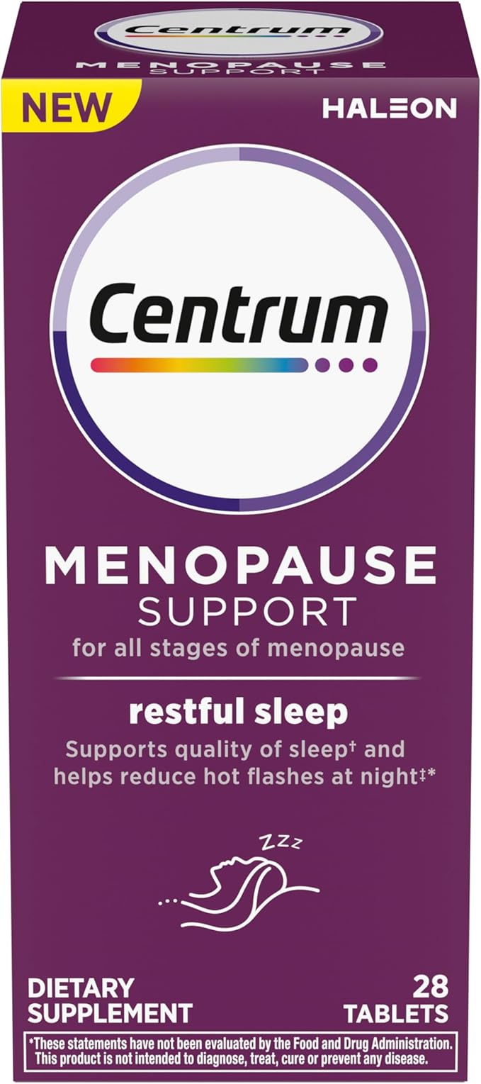 Centrum Restful Sleep Menopause Support Tablets, Supplement with Clinically Studied DailyZz and geniVida, 28 Count