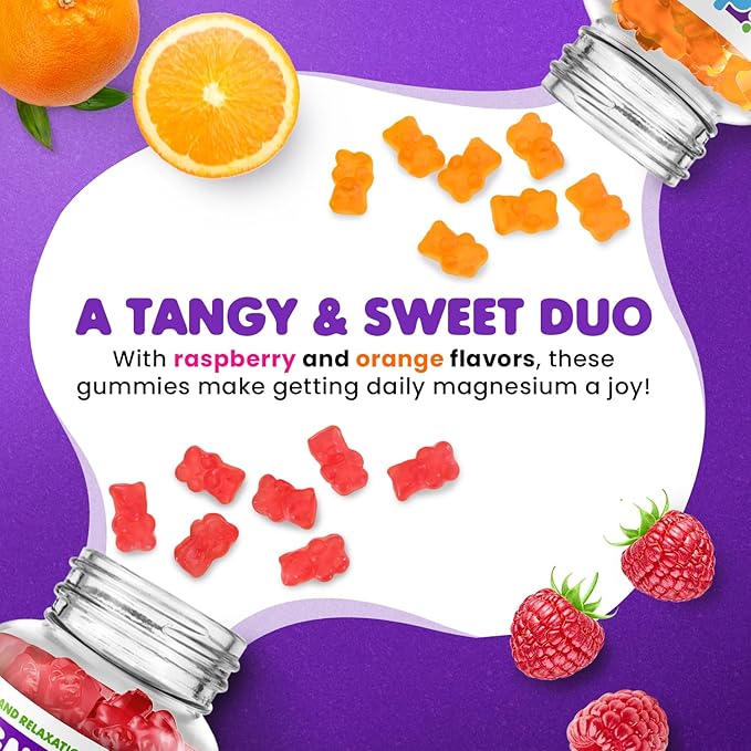 DR. MORITZ Calm Magnesium Gummies for Kids in Orange Flavor (120 Count) and Raspberry Flavor (120 Count) - Magnesium Citrate Supplements - No Sugar Added, Non-GMO