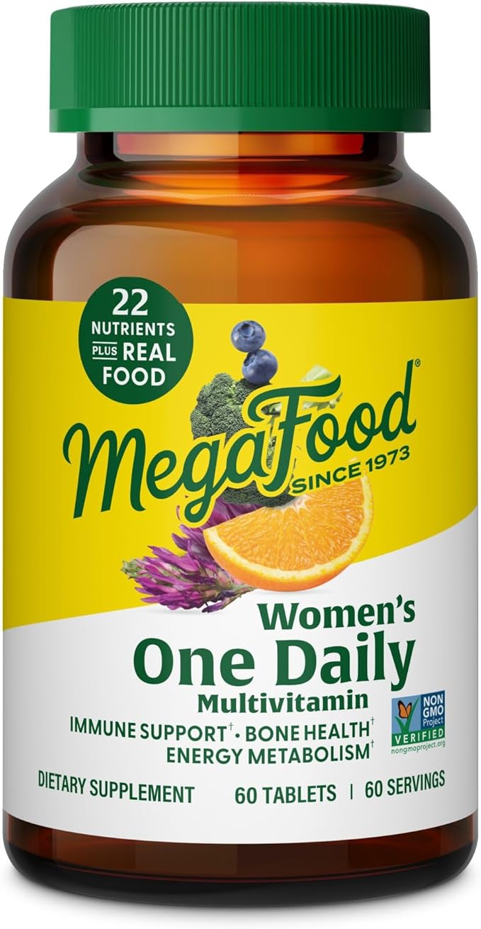 MegaFood Womens Multivitamin One Daily - Multivitamin for Women - Vitamin C, Vitamin D, Iron & B Vitamins - Bone, Energy Metabolism & Immune Support - Vegetarian, GlutenFree - 60 Tablets, 60 Servings