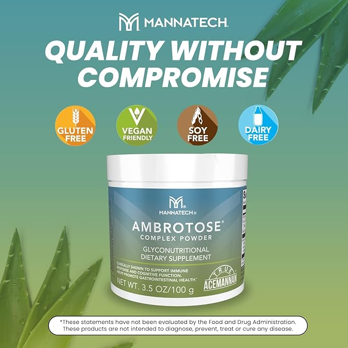Mannatech Ambrotose Complex Immune Support Supplement, Supports Cell-to-Cell Communication and a Healthy Immune Defense, with Manapol Powder - 100% Aloe Vera Supplement 25 Days Supply