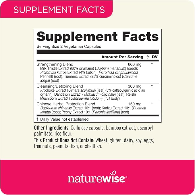 NatureWise Liver Balance Detox Supplement - Triple Repair Formula with Milk Thistle, Dandelion, Turmeric, Artichoke, Reishi Mushroom & Kudzu, - Vegan - 120 Capsules[60-Day Supply]