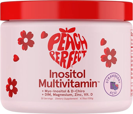 Inositol Powder Multivitamin, Strawberry Acai Flavor – 4g Myo-Inositol & D-Chiro Inositol, DIM, Zinc, Magnesium Glycinate, Vitamin D3 – Supports Women’s Health, Cycle, Energy, 30 SVG