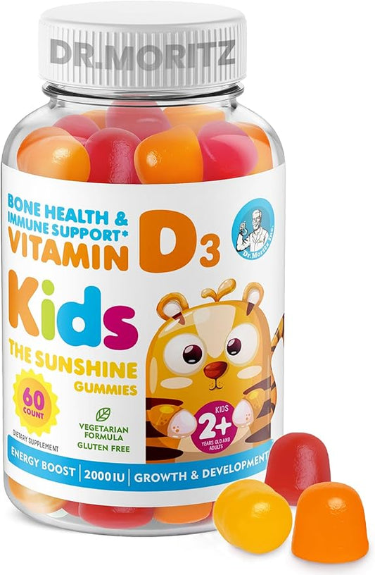 DR. MORITZ Vitamin D3 Gummies for Kids & Adults 2000 IU - High-Absorption Vitamin D Kids Gummies Supplements - Vegetarian, Immune Support D3 for Adults & Kids (60 Count)