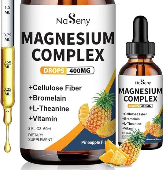Liquid Magnesium Glycinate - 400mg Magnesium Complex Drops Easier to Swallow Than Pills,Daily Supplements with VitaminB C D for Bone Health,Relaxtion and Sleep (2 Fl Oz/1PCS)