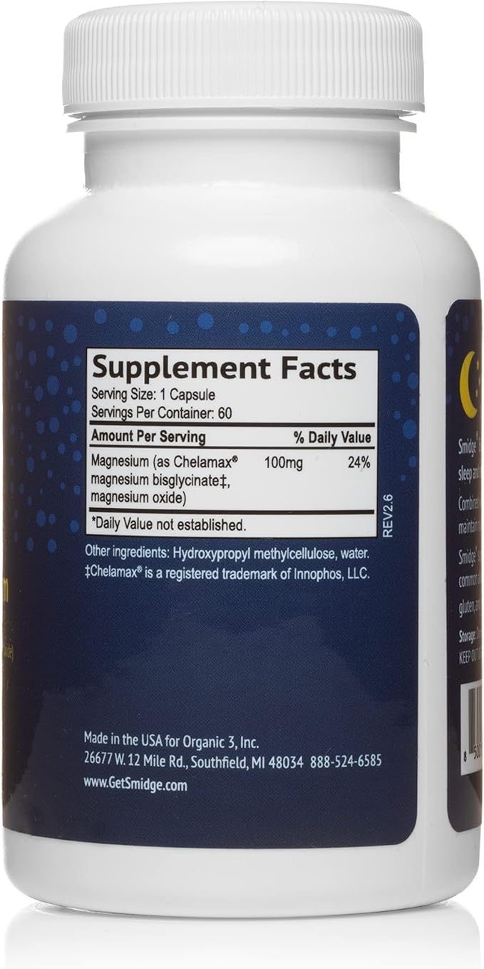 Smidge® Evening Magnesium Capsules, 60 ct. Pure, Non-GMO Magnesium Supplement to Support Rest & Relaxation.