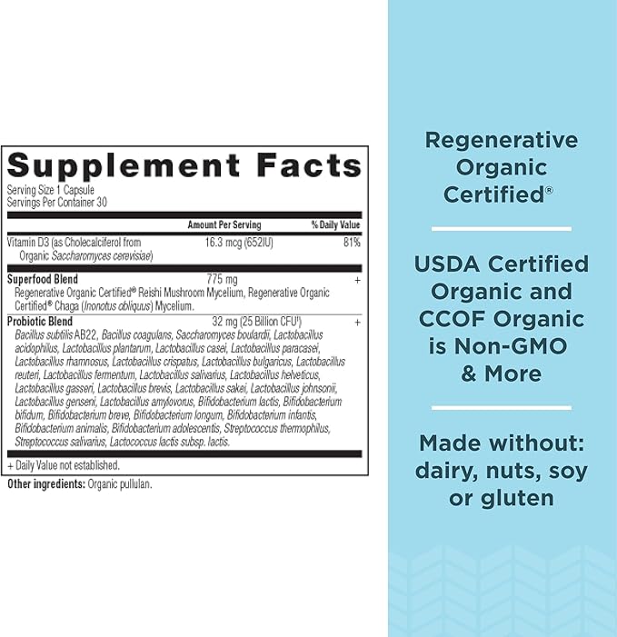 Ancient Nutrition Regenerative Organic Certified Probiotics for Women, Probiotics Women’s Once Daily, for Healthy Digestion and Immune System Function Support, 25 Billion CFUs* Per Serving, 30 Count