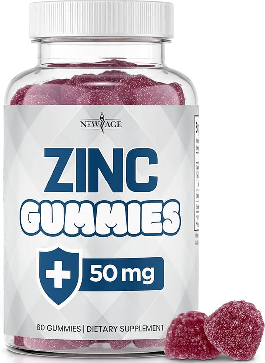 NEW AGE Zinc Gummies - 50mg High Immune Booster Zinc Supplement, Immune Defense, Powerful Natural Antioxidant, Non-GMO - by New Age (60 Count (Pack of 1))