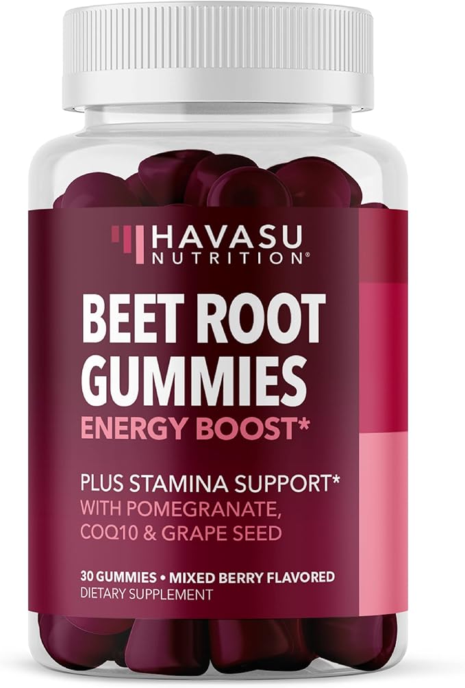 Beet Root Gummies with COQ10 & Pomegranate - Nitric Oxide Supplement for Men and Women - Endurance, Performance, Recovery - Vegan, Non-GMO, Gluten Free - Mixed Berry Flavor, 30 Count, 15-Day Supply