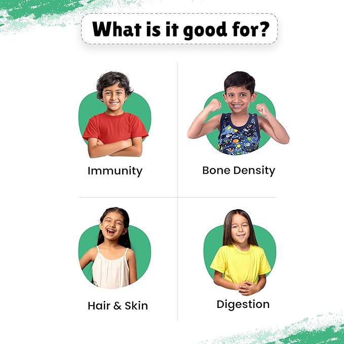 Kids Multivitamin Gummies |2+ Years| No Added Sugar | DHA, Vitamin D3, B12, C, A, Zinc & Iron | Immunity & Bone Health | No Preservatives I Gluten Free I Strawberry Flavour I 30 Day Pack