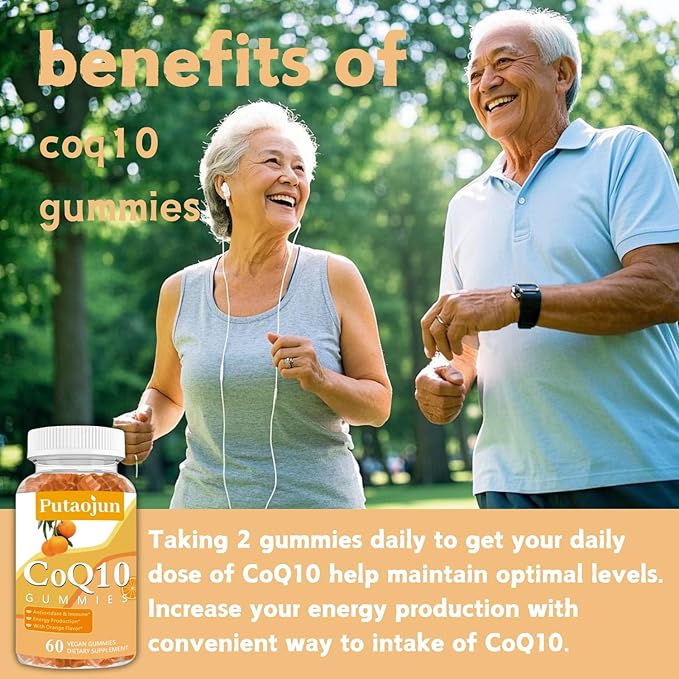 coq10 Gummies | coq10 Gummies for Adults | Orange Flavor | Sugar Free Coenzyme Q10 Vitamins Muscle & Bone Energy | Ultra High Absorption, Cellular Energy, Antioxidant (60 Count (Pack of 1))