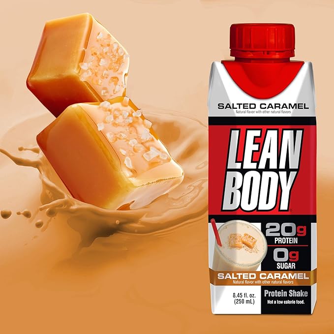LABRADA NUTRITION - Lean Body RTD Whey Protein Shake, Convenient On-The-Go Meal Replacement Shake for Men & Women, 20 grams of Protein – Zero Sugar, Lactose & Gluten Free, Salted Caramel (Pack of 16)