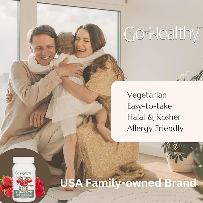 Go Healthy Kids Multivitamin Gummies – Toddler & Children's Vitamin Gummy Supplement, Growth & Immune Support – Kosher, Halal, Non-GMO, Gluten-Free, Delicious Fruit Flavor - 30 Servings