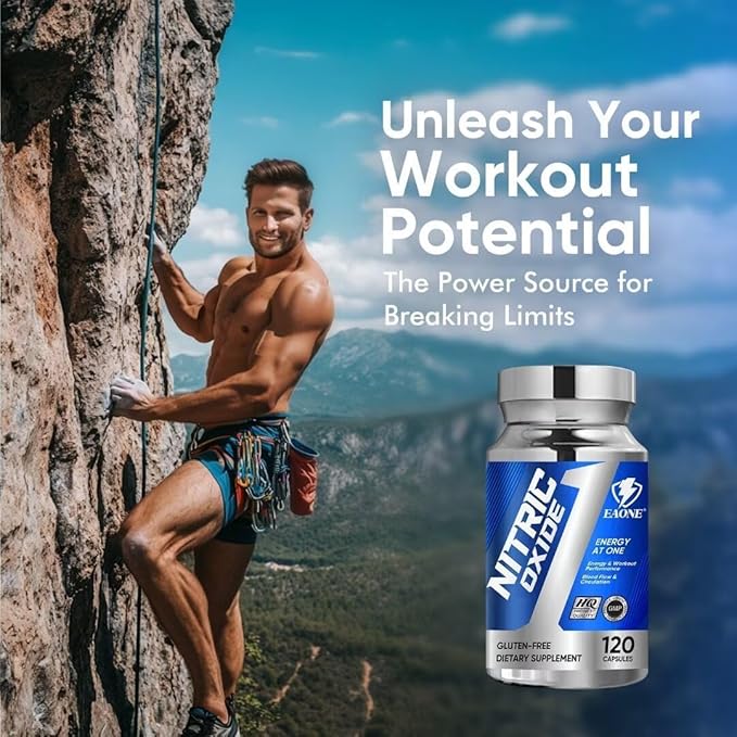 EAONE Nitric Oxide Booster 2255mg, 120 Capsules Supplement- Gluten Free and Non-GMO Nitric Oxide Supplement for Men, Maximize Gym Gains-L Arginine-L Citrulline-Beet Root-Grape Seed Extract