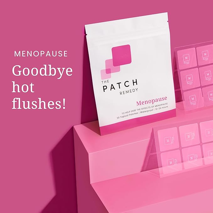 Menopause Patches - 30 Topical Menopause Relief for Women, Natural Hot Flash, Mood Support with Transdermal Gotu Kola, Damiana, Black Cohosh, Valerian, Skull Cap, Oat Seed, Ginger