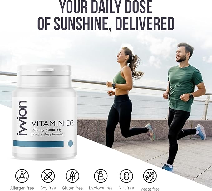 Certified Preservative-Free Vitamin D3 5000 IU Softgels Capsules - Gluten Free, Non-GMO - Vitamin D Supplement Support for Healthy Bones Muscle and Immune System, Made in UK, 365 Count (1 year supply)