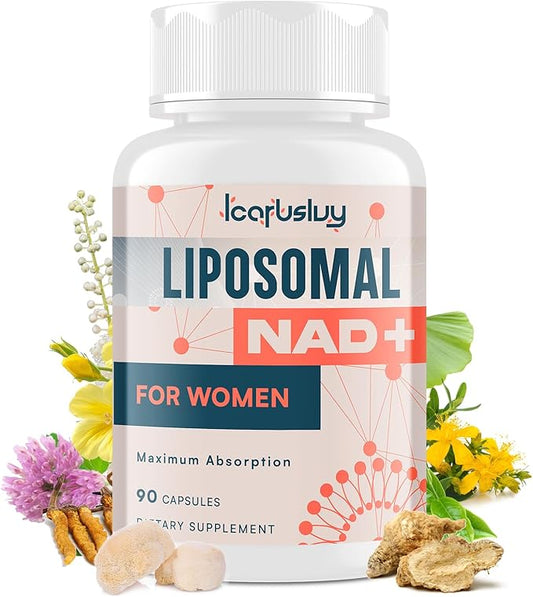 2000MG Liposomal NAD+ for Women, NAD+ Supplement, with Ashwagandha, Maca, Black Cohosh & Ginkgo Biloba, Max Absorption, NAD Plus - Menopause, Cognitive Clarity, Energy, Aging Defense, 90 Capsules