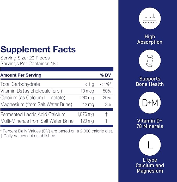 Mineral L-Cal, Calcium with Vitamin D3 In Ball Format, Enriched with Magnesium and Minerals, Water Soluble and Fast Absorbing, Calcium Magnesium D3 Supplement, 1,300 Balls & 130g per Bottle, Pack of 1