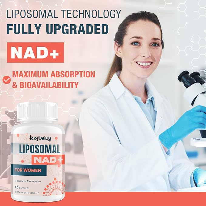 2000MG Liposomal NAD+ for Women, NAD+ Supplement, with Ashwagandha, Maca, Black Cohosh & Ginkgo Biloba, Max Absorption, NAD Plus - Menopause, Cognitive Clarity, Energy, Aging Defense, 90 Capsules