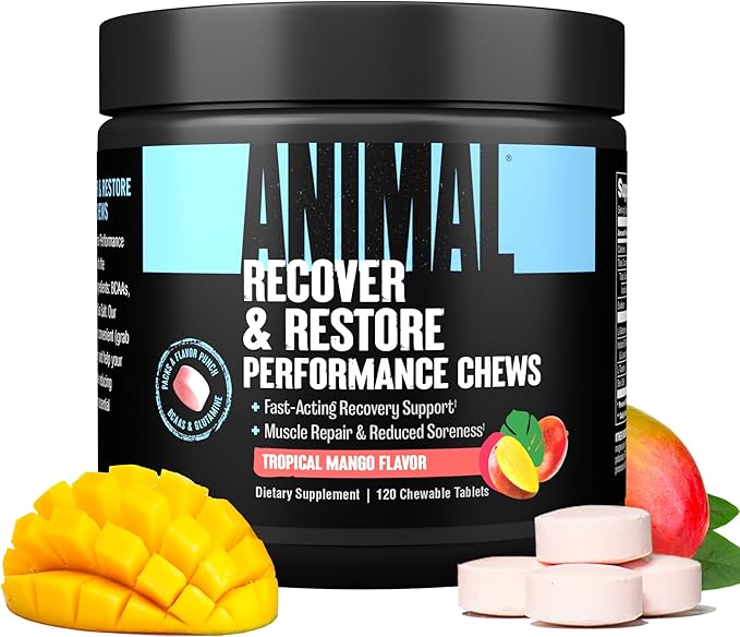 Animal Recovery Chews, Fast Acting Recovery with BCAA, Taurine and Glutamine for Muscle Repair and Hydration - Convenient and Delicious Chews Format