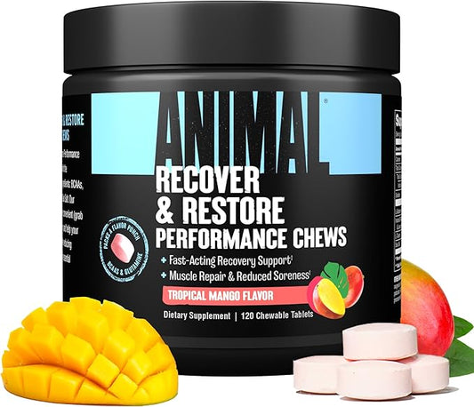 Animal Recovery Chews, Fast Acting Recovery with BCAA, Taurine and Glutamine for Muscle Repair and Hydration - Convenient and Delicious Chews Format
