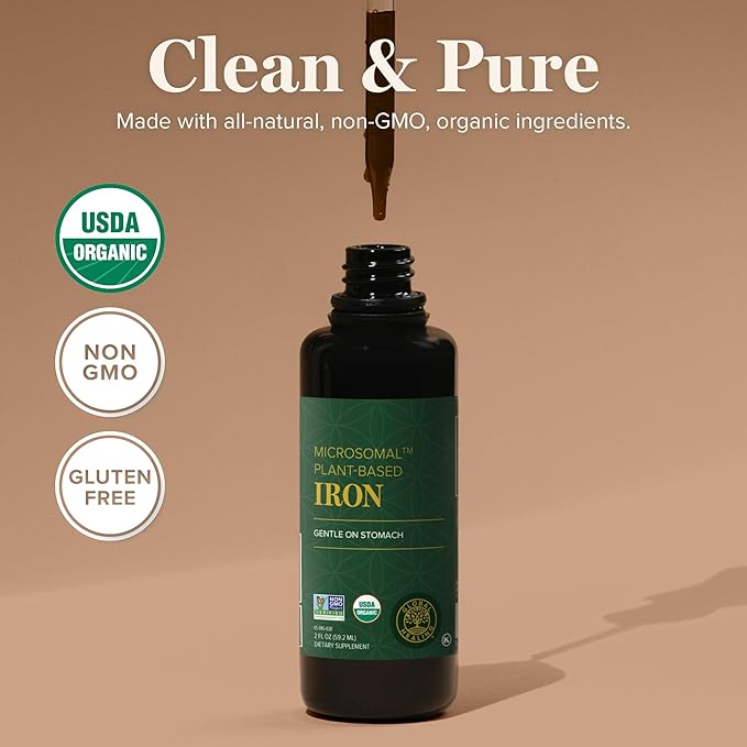 Global Healing Iron Supplement for Women and Men - Blood Builder Liquid Iron Vitamin with Curry Plant Extract - Natural Energy to Combat Fatigue, Brain Health & Oxygen Level Support (2 Oz)