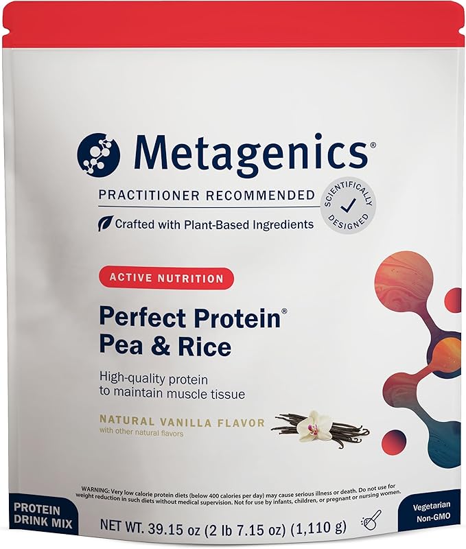 Metagenics Perfect Protein Pea & Rice - Featuring OptiProtein, a Balanced Combination of Proprietary Pea and Rice Protein with Added BCAAs - Vanilla Flavor - 30 Servings - 39.15 Oz