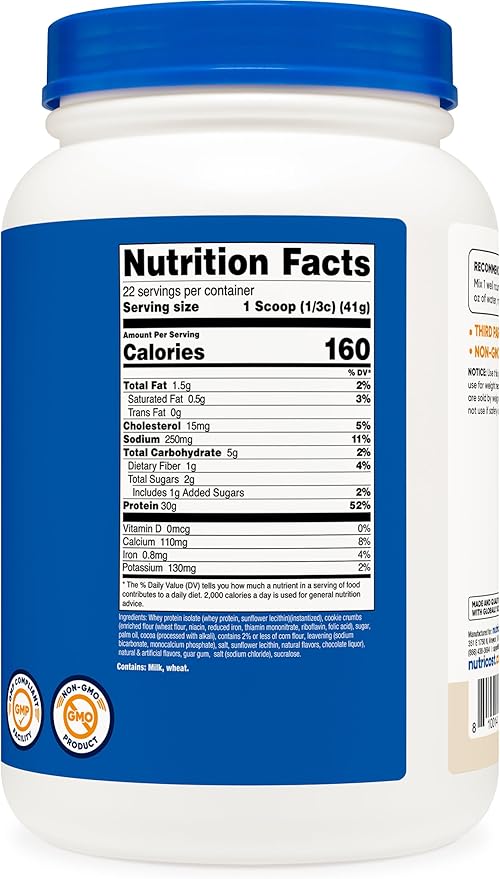 Nutricost Whey Protein Isolate (Cookies N Cream, 2 Pounds)