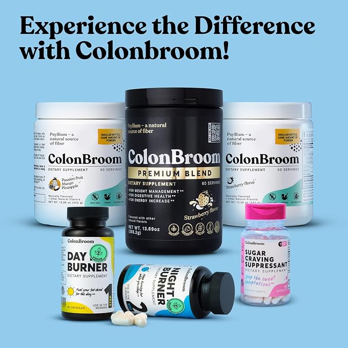 ColonBroom Day & Night Burner Supplements, Pills for Women/Men with Inulin, L-carnitine, Coenzyme Q 10, Grain of Paradise and More, Colon Broom 60 Vegan Capsules Per Container