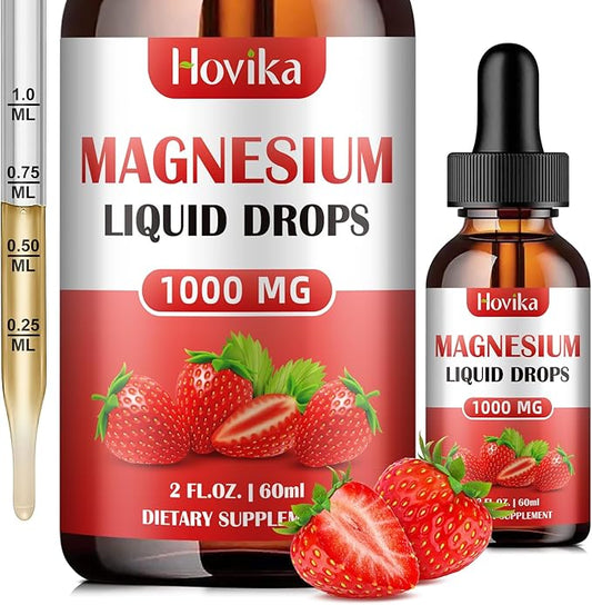 Magnesium Glycinate Liquid Drop with Citrate, Malate and Taurate, Calm Magnesium Supplement with Calcium, Potassium, Zinc, CoQ10, D3, B6, B12 for Relax Mood, Muscle, Energy- Strawberry Flavor, 2 Fl Oz