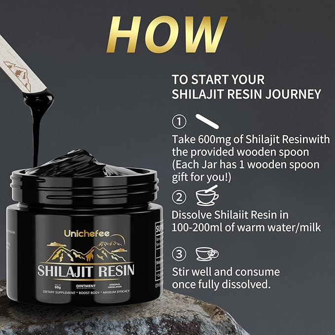 60g Shilajit Resin Pure Himalayan Organic 100% Shilajit Natural Resin Mineral Supplements for Men/Women, with 85+ Trace Minerals & Fulvic Acid for Energy