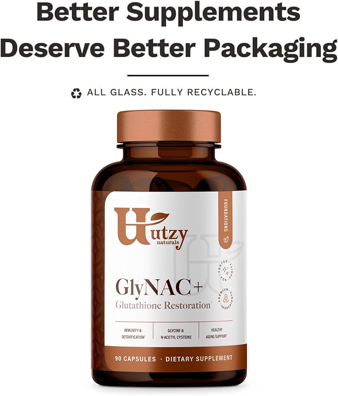 GlyNAC+ Supplement | 1,000mg of Glycine & NAC (N-Acetyl cysteine) | with Vitamin B2 Cofactor for Glutathione Production | 90 Capsules