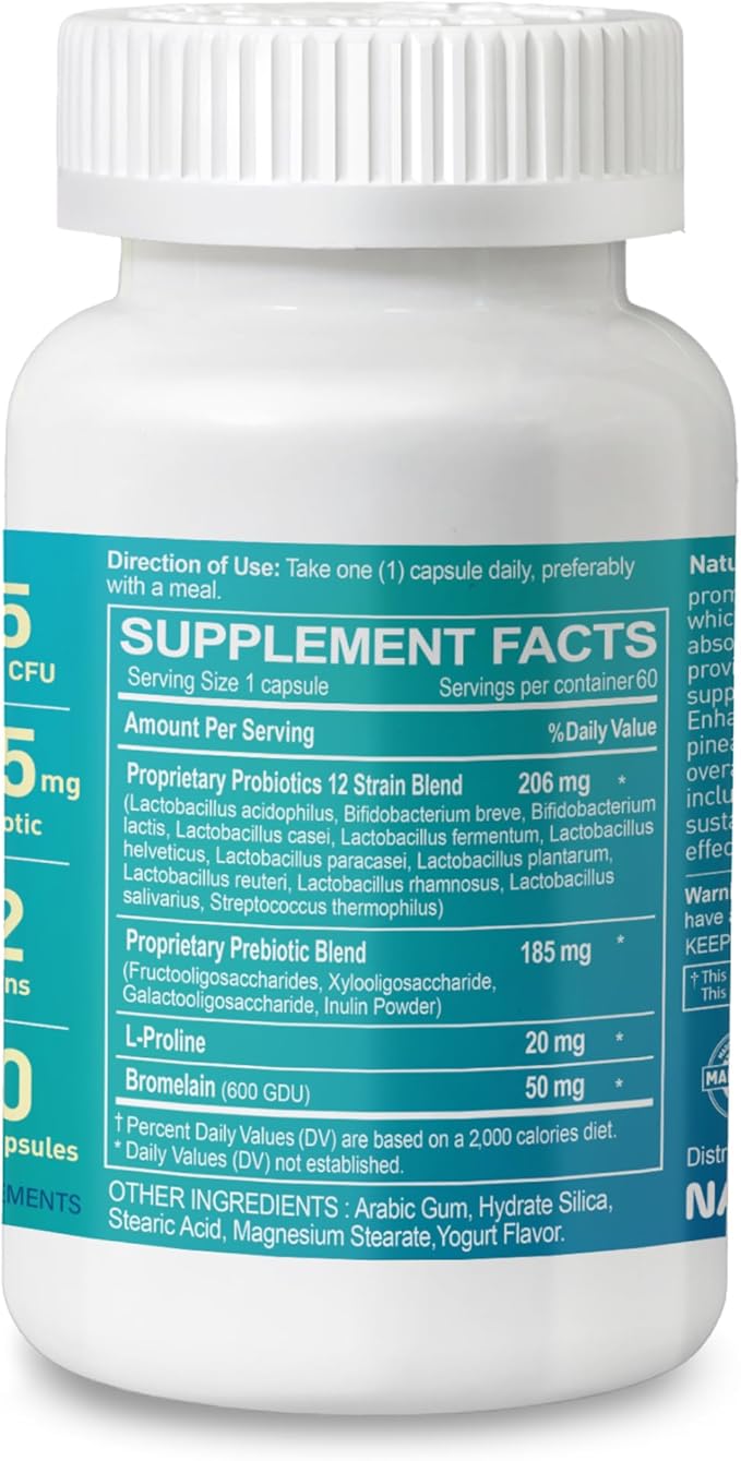 55B Probiotics Premium - 55 Billion CFU, 12 Strains, 185mg Prebiotic - Immune Support, Digestive & Gut Health - Supports Occasional Constipation, Gas & Bloating - 60 Vegan Capsules, 60 Day Supply
