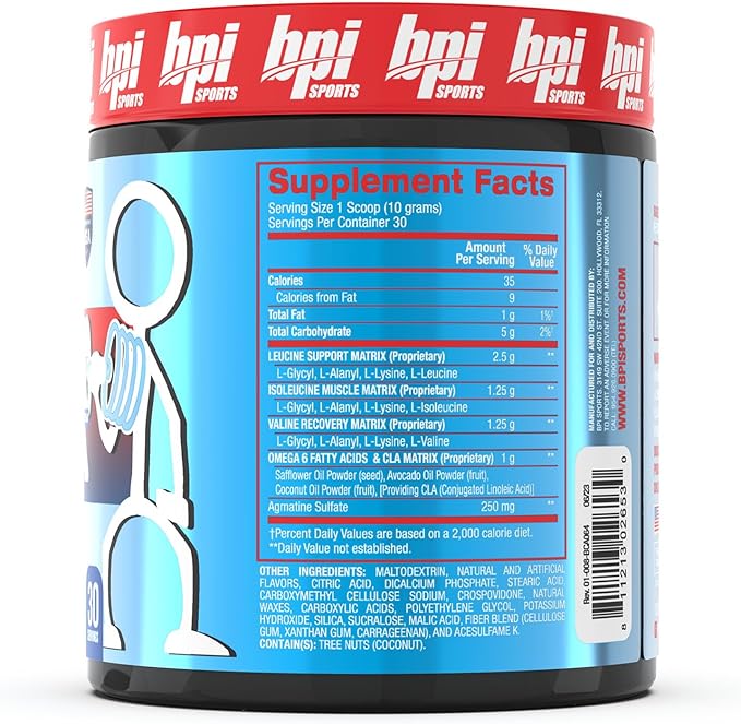 BPI Sports Best BCAA - The Building Blocks of Protein and Muscle - Post-Workout Recovery - Weight Loss Support - Rainbow Ice, 30 Servings, 300 g