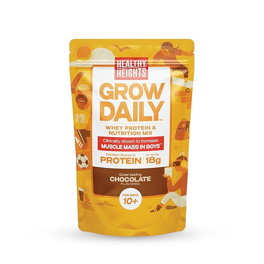 Healthy Heights Grow Daily Kids Protein Drink Mix (Chocolate) - High Protein Shake for Boys 10+