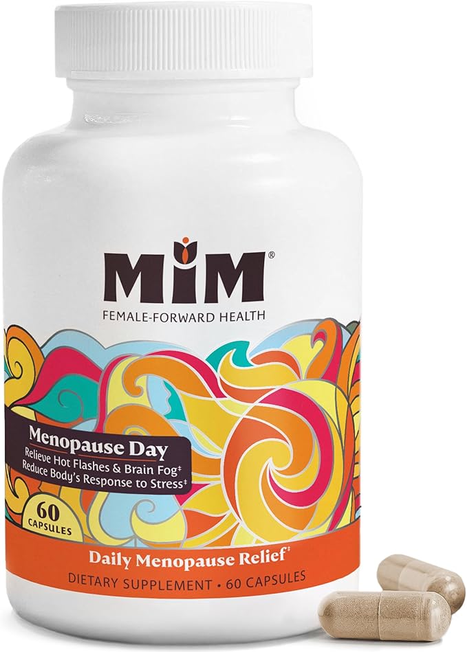 MiM Menopause Day Relief for Women: Powerful, Hormone-Free Relief† for Hot Flashes, Brain Fog, Mood, Fatigue, OBGYN-Recommended Supplement, Clinically-Proven, 60 Capsules (30-Day Supply)