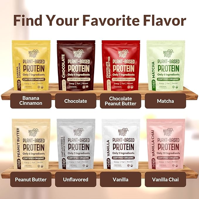 Organic Vegan Protein Powder – Matcha Flavor, Plant-Based, Gluten-Free, Non-GMO, 20g Protein Per Serving, Ideal for Smoothies, Shakes, Baking, Cooking (1 Pack, 20 Servings)