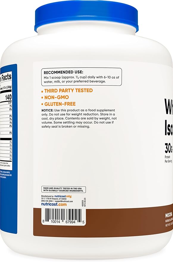 Nutricost Whey Protein Isolate (Mocha) 5LBS - Gluten Free & Non-GMO